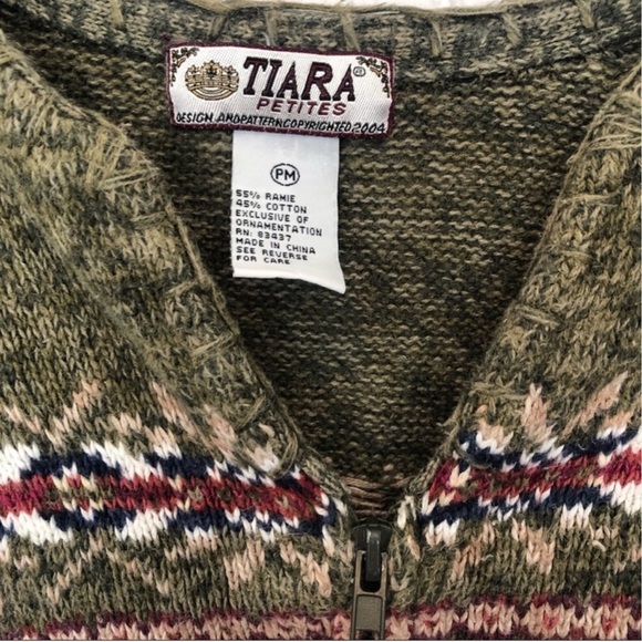 Tiara petites / green zip sweater - Picture 3 of 3